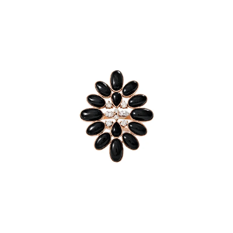 DIAMOND + ONYX BLOSSOM RING