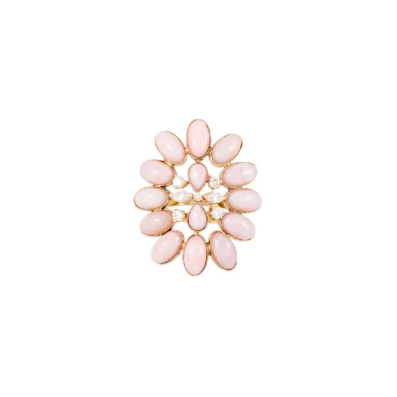 DIAMOND + PINK OPAL BLOSSOM RING