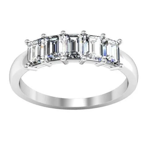 1.00cttw Shared Prong Emerald Cut Diamond Five Stone Ring