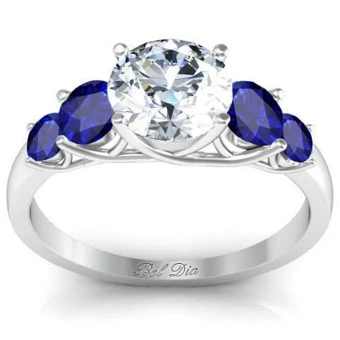 Engagement Ring with Sapphire Accents in Trellis Setting