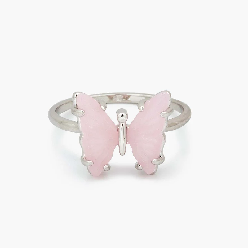 Engraved Stone Butterfly Ring