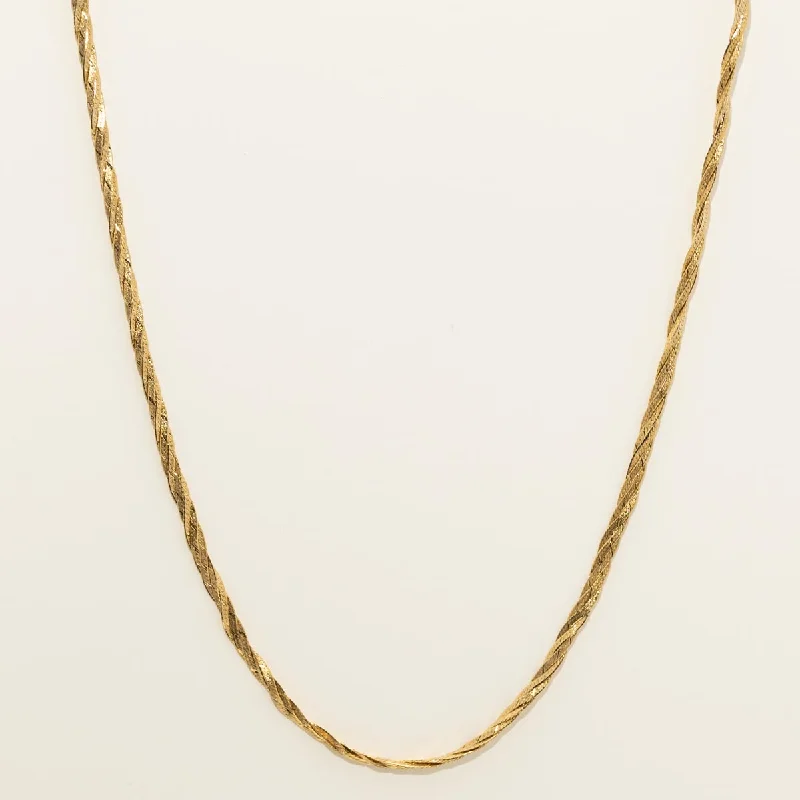 Estate Braided Herringbone Chain in 14kt Yellow Gold (18 inches and 3mm wide)