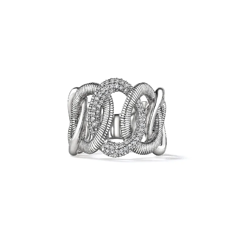 Eternity Interlocking Link Band Ring with Diamonds