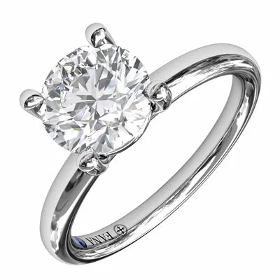 Fana Classic Round Cut Solitaire Engagement Ring Setting in 14kt White Gold (.02ct tw)