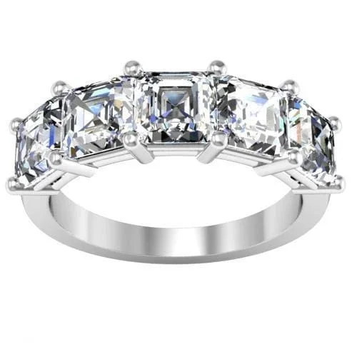 3.00cttw Shared Prong Asscher Diamond Five Stone Ring