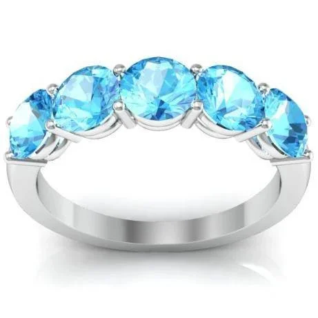 2.00cttw Shared Prong Aquamarine Five Stone Ring