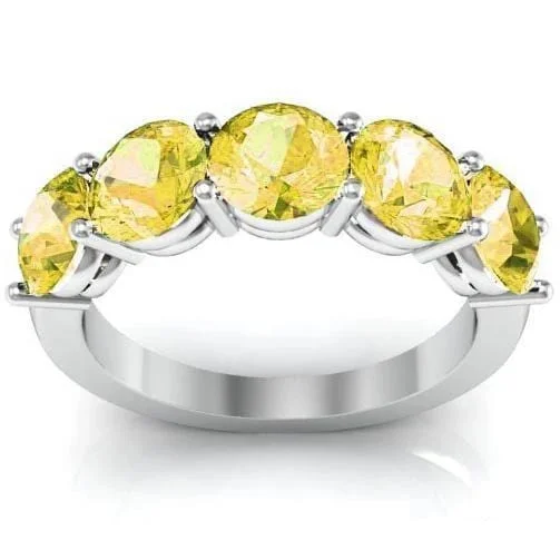 3.00cttw Shared Prong Yellow Sapphire Five Stone Ring