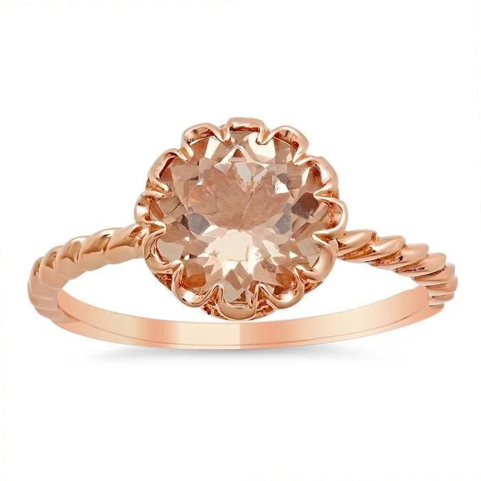 Floral Morganite Solitaire Engagement Ring