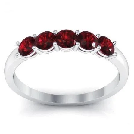 0.50cttw Shared Prong Garnet Five Stone Ring