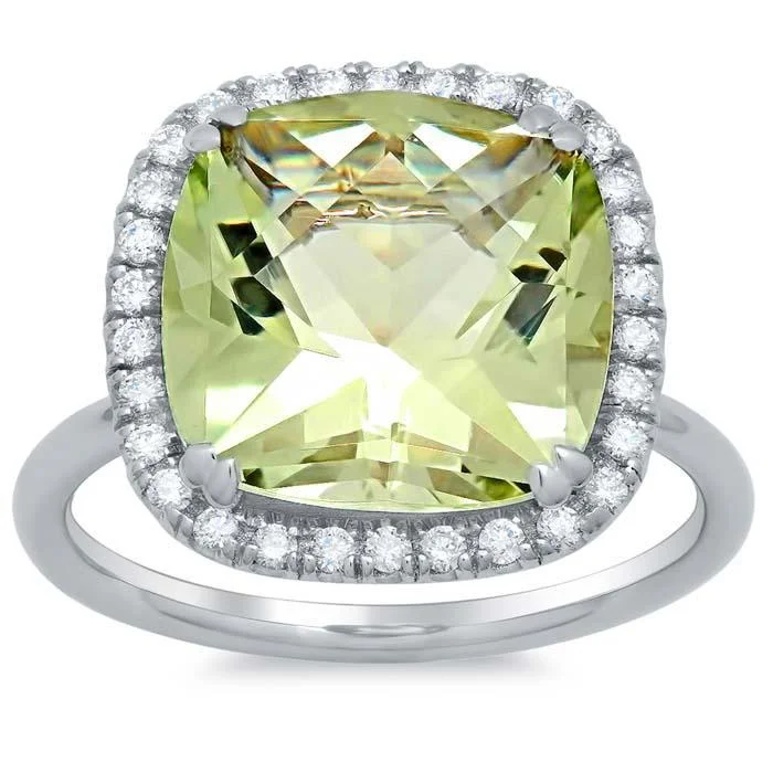 Green Amethyst Halo Fashion Ring