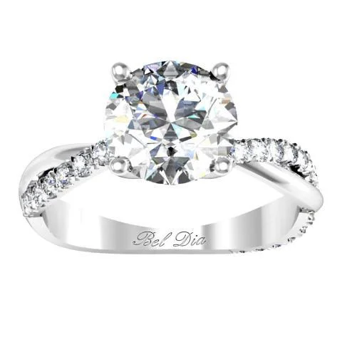 Half Pave Twisted Diamond Engagement Ring