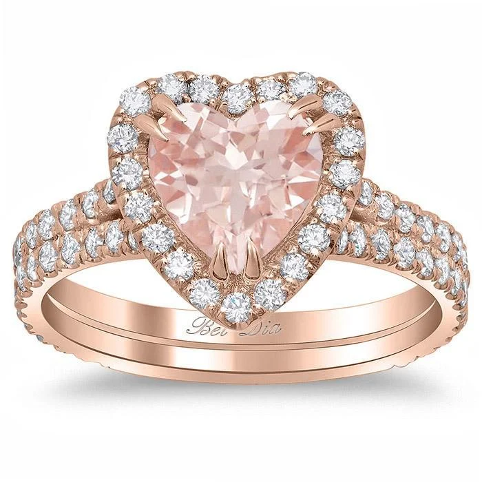 Heart Shaped Morganite Double Shank Engagement Ring