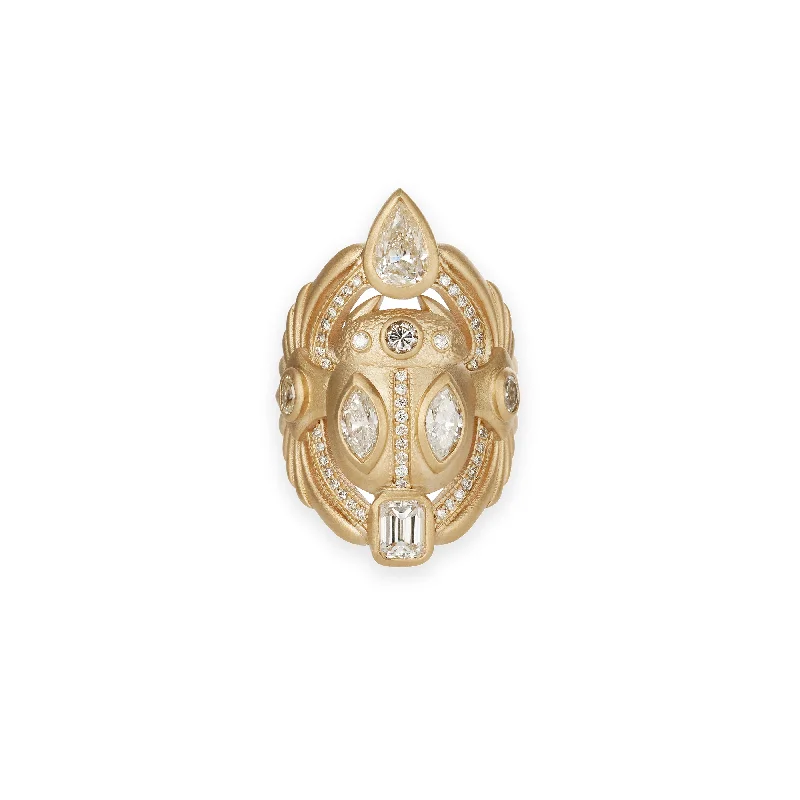 LARGE PAVE MULTI SHAPE DIAMOND SCARAB RING