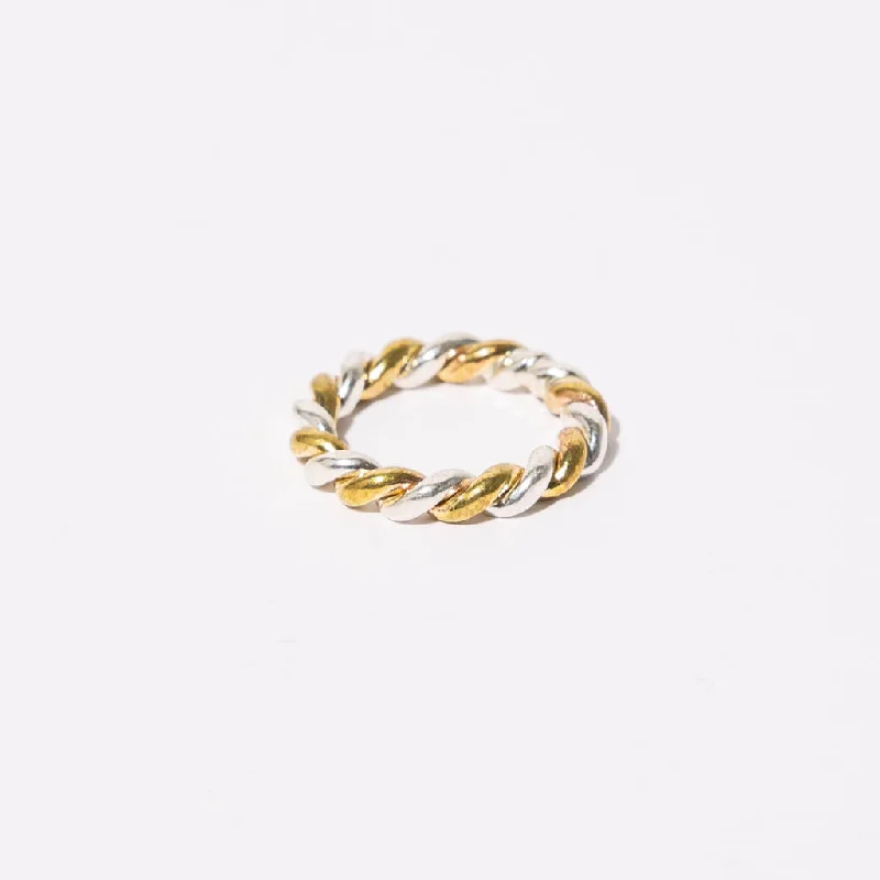 Large Rope Ring - Brass + Sterling