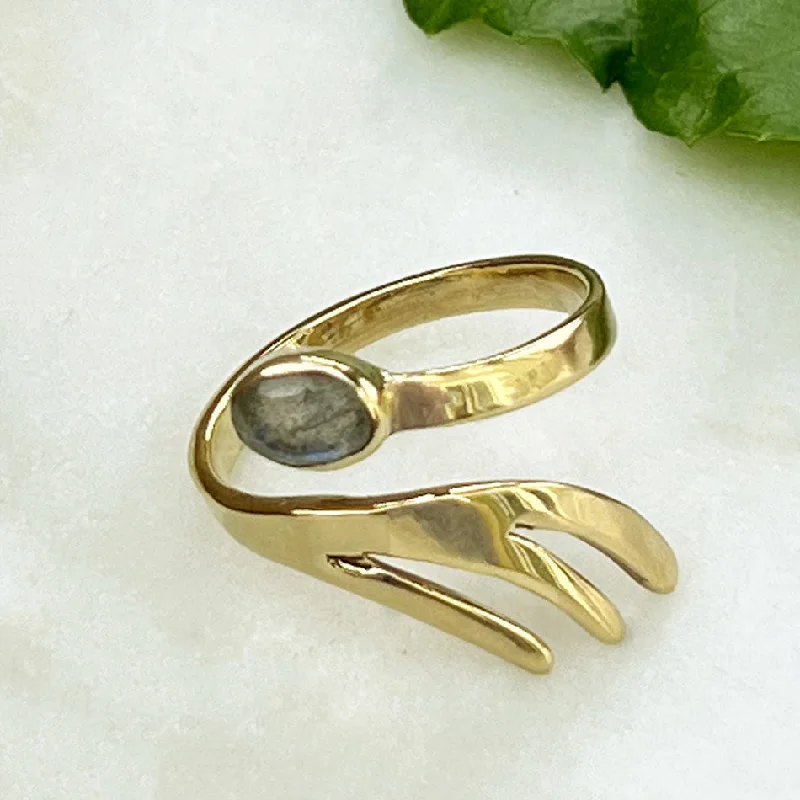 Labradorite Brass Ring, India