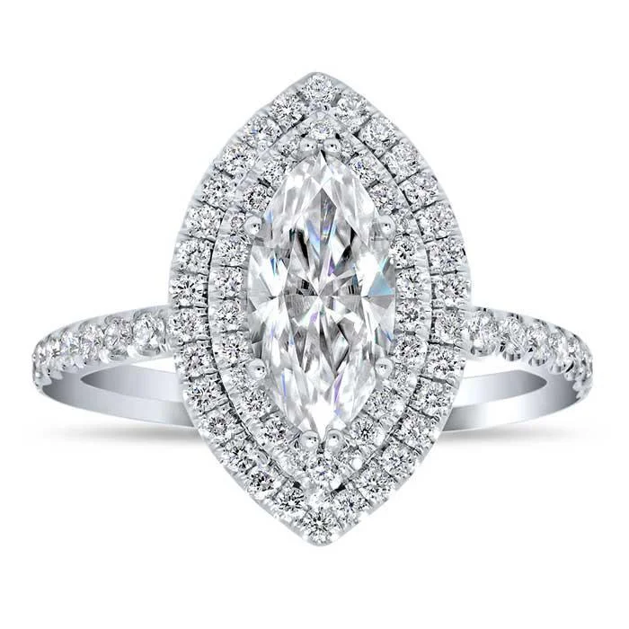 Marquise Double Halo Engagement Ring