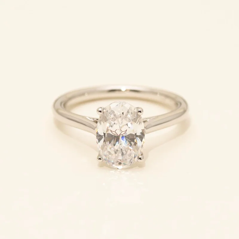 Martin Flyer Oval Solitaire Engagement Ring Setting in 14kt White Gold