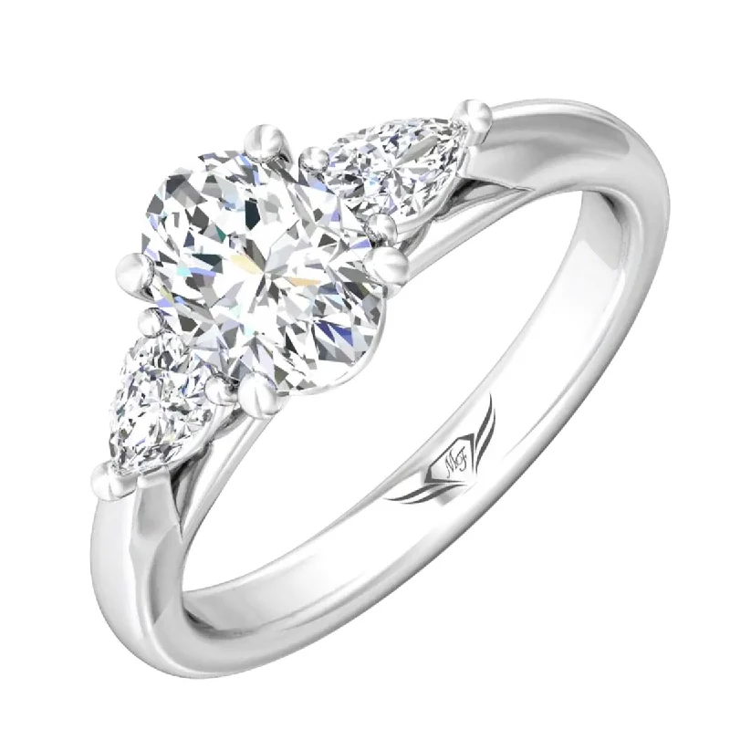 Martin Flyer Pear and Oval Diamond Engagement Ring Setting in 14kt White Gold (1/2ct tw)