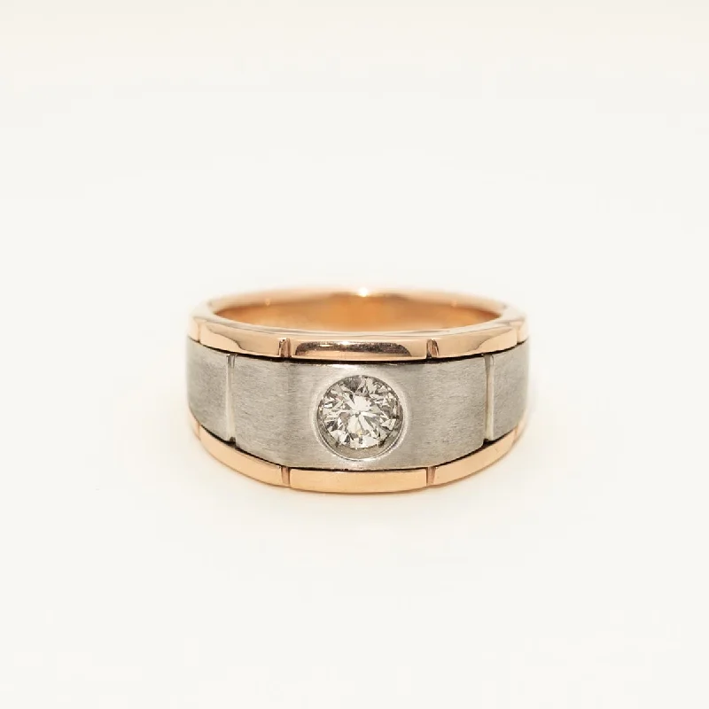 Mens Diamond Ring in 10kt White and Rose Gold (1/2ct tw)