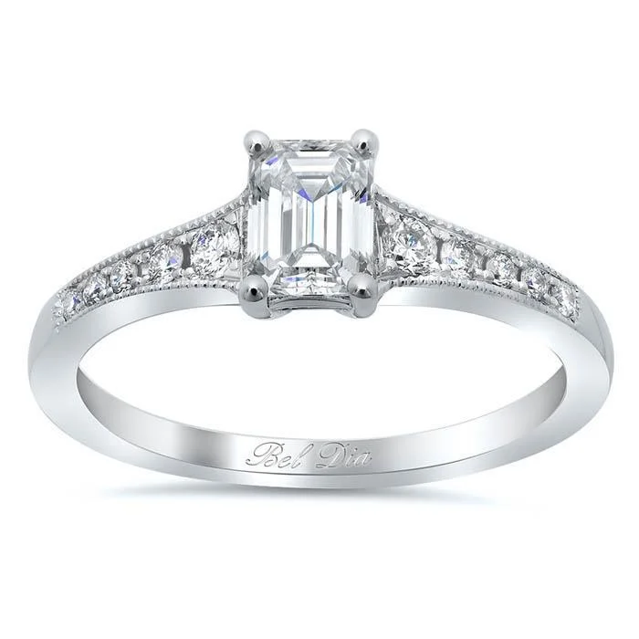 Milgrained Diamond Engagement Ring Setting