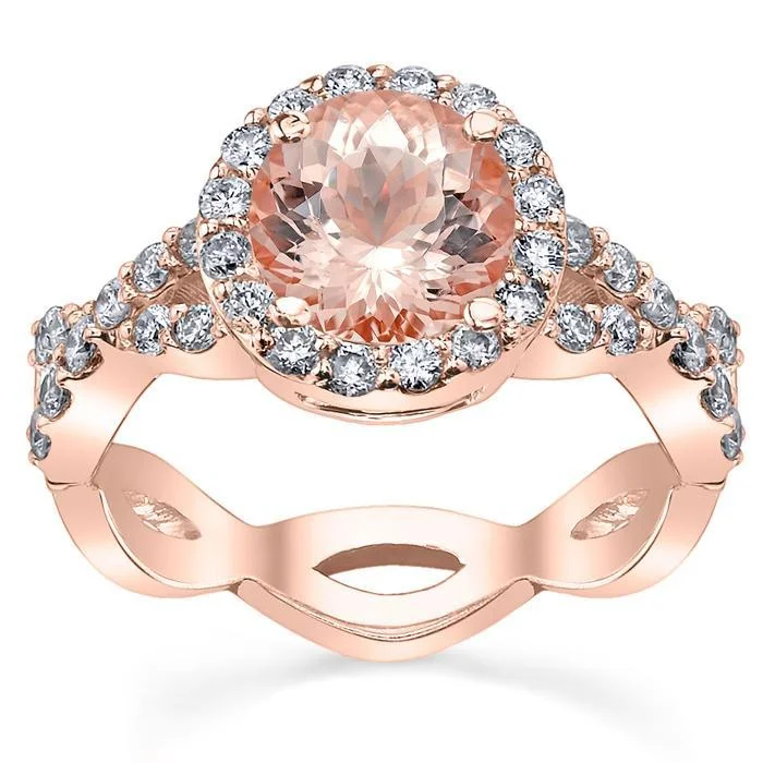 Morganite Infinity Engagement Ring in Rose Gold