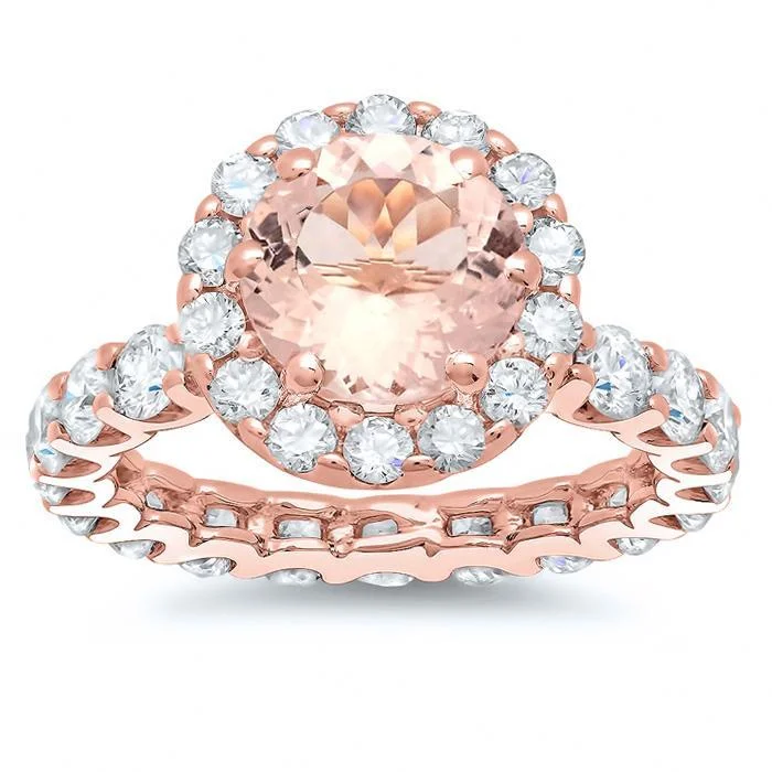 Morganite Rose Gold Eternity Engagement Ring