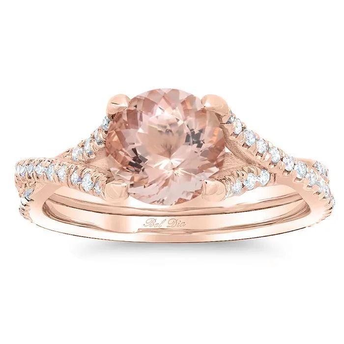 Morganite Twisted Double Shank Engagement Ring