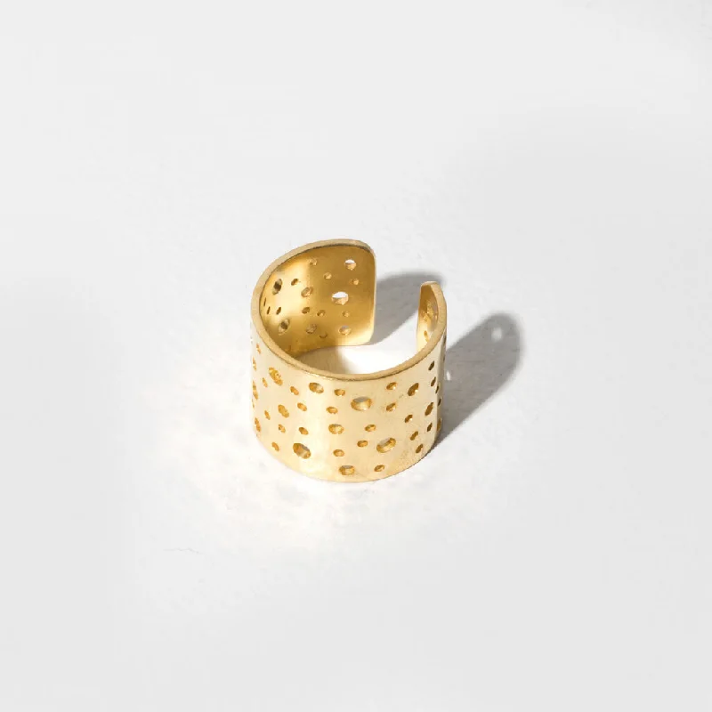 Moon Adjustable Cuff Ring - Brass