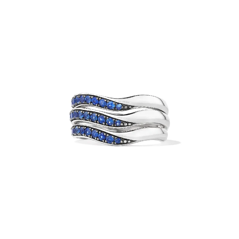 Nova Three Band Ring with Blue Sapphire