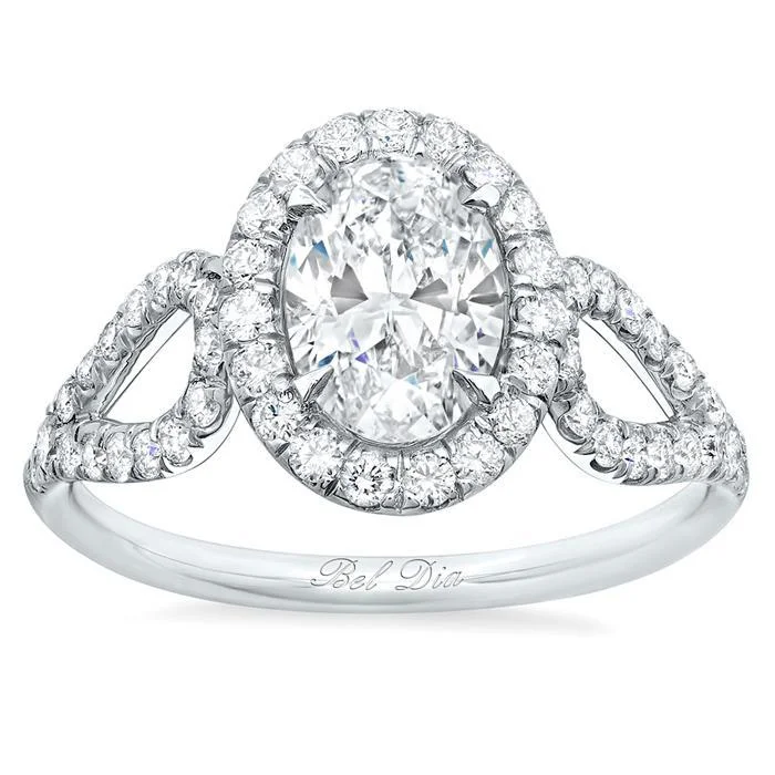 Oval Halo Engagement Ring with Looped Shank