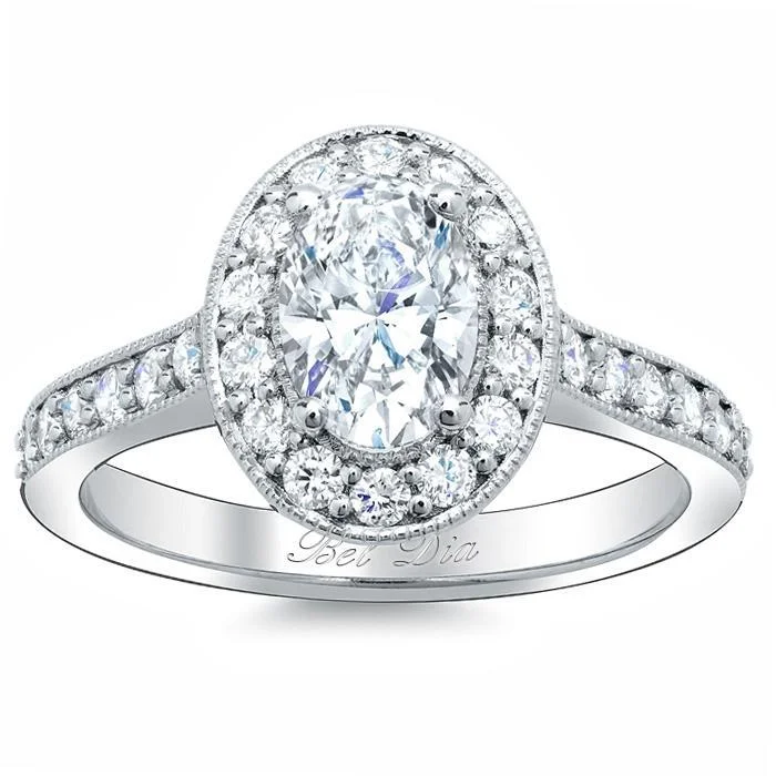 Oval Halo Pave Engagement Ring Setting