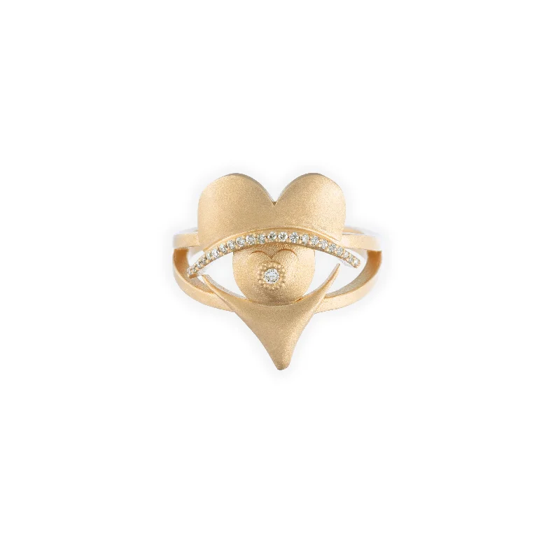 PAVE DIAMOND HEART EYE RING