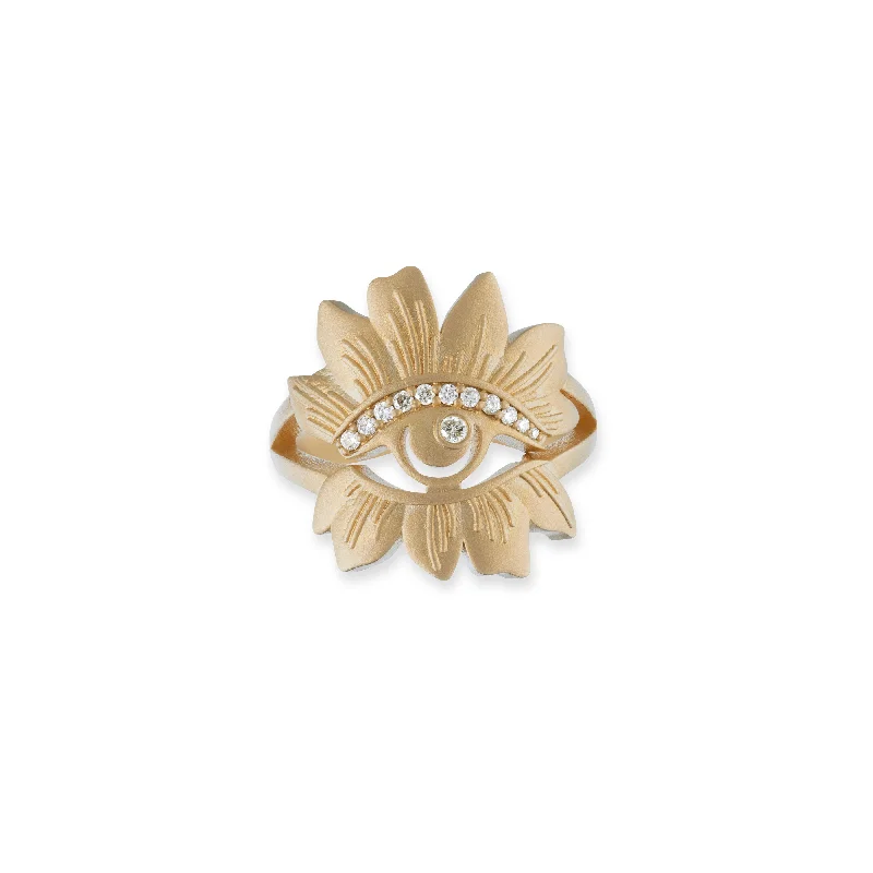 PAVE DIAMOND LARGE FLOWER EYE RING