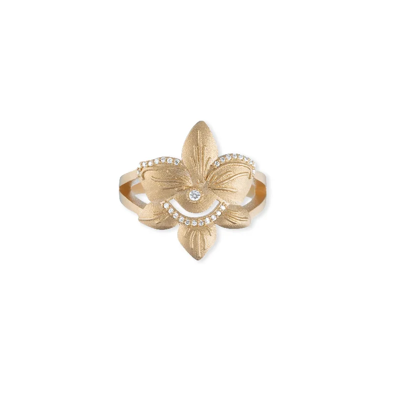 PAVE DIAMOND PETAL FLOWER EYE RING