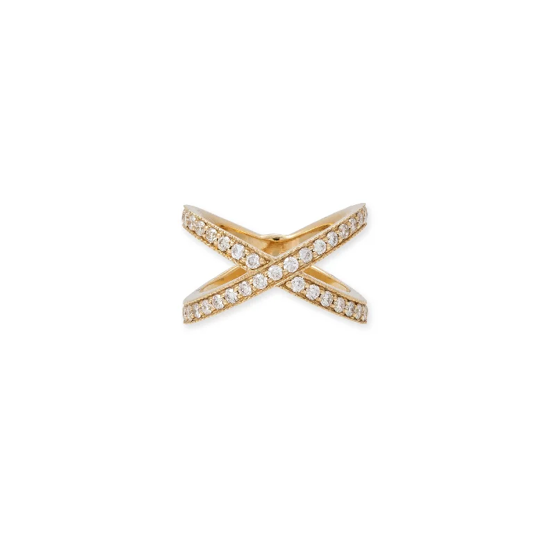 PAVE DIAMOND X RING