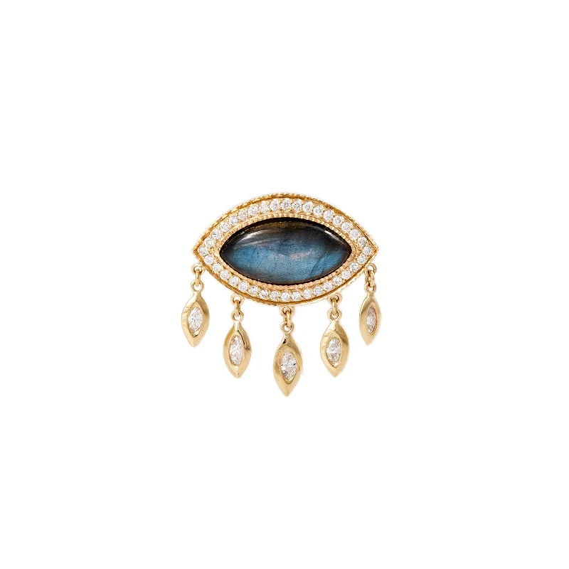 PAVE LABRADORITE EYE + MARQUISE DIAMOND SHAKER RING