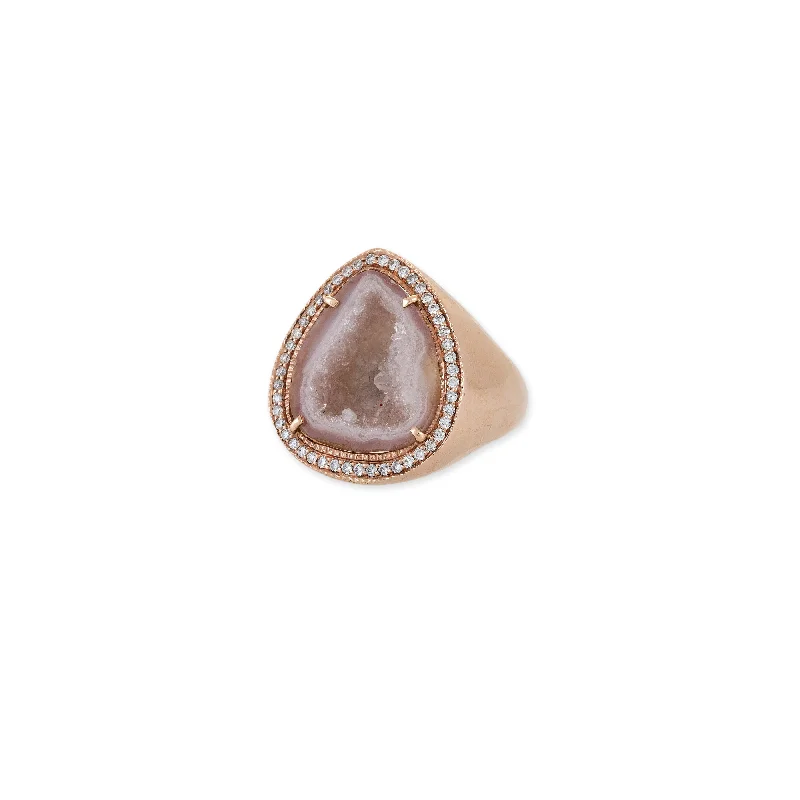 PAVE LAVENDER GEODE RING