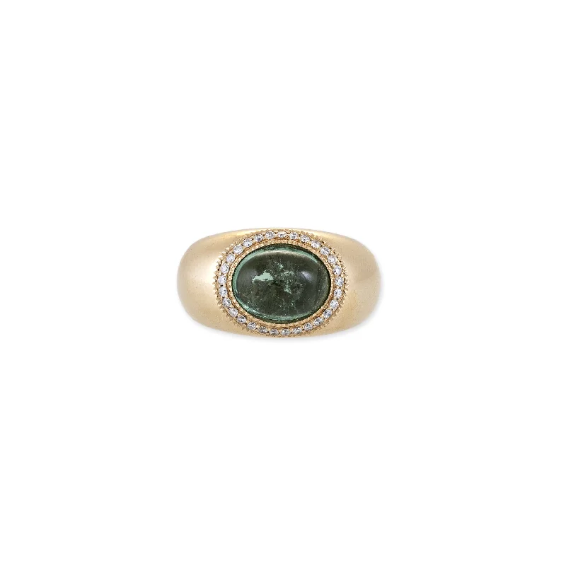 PAVE OVAL GREEN TOURMALINE DOME RING