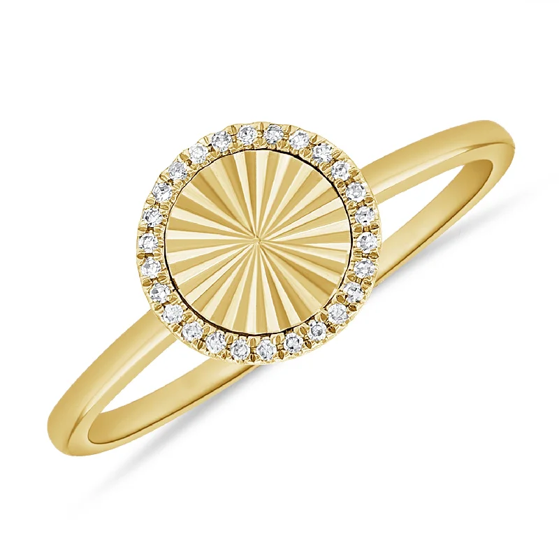 Radiant Sunburst Diamond Halo Ring in 14K Gold