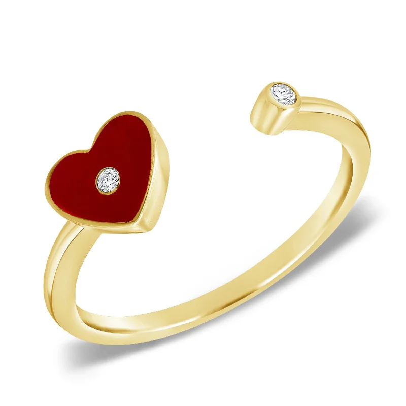 Red Heart & Diamond Wrap Ring