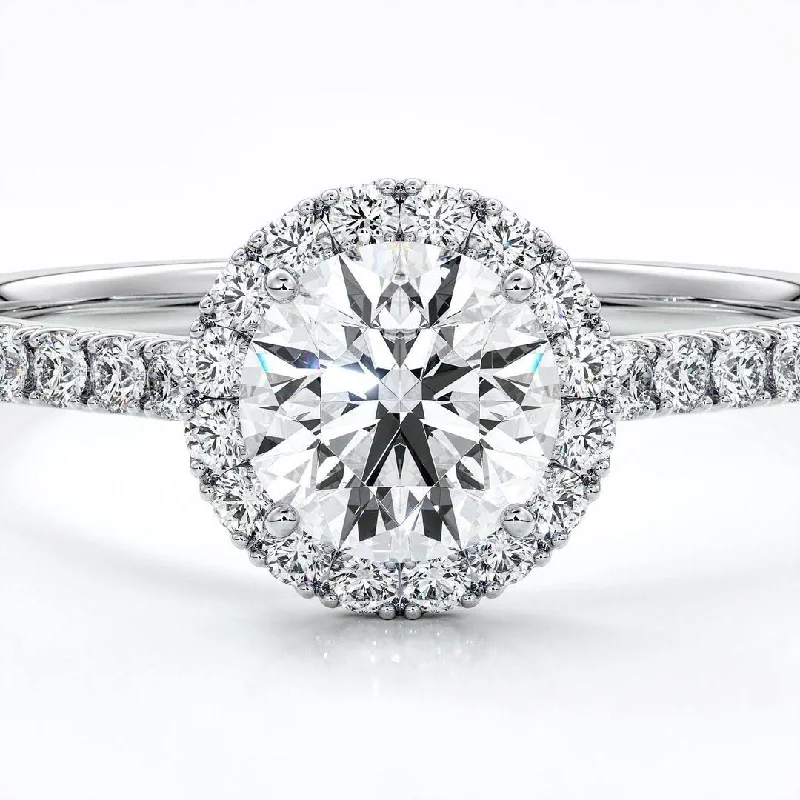 Timeless Radiance: Customizable Halo Diamond Ring in Platinum Setting