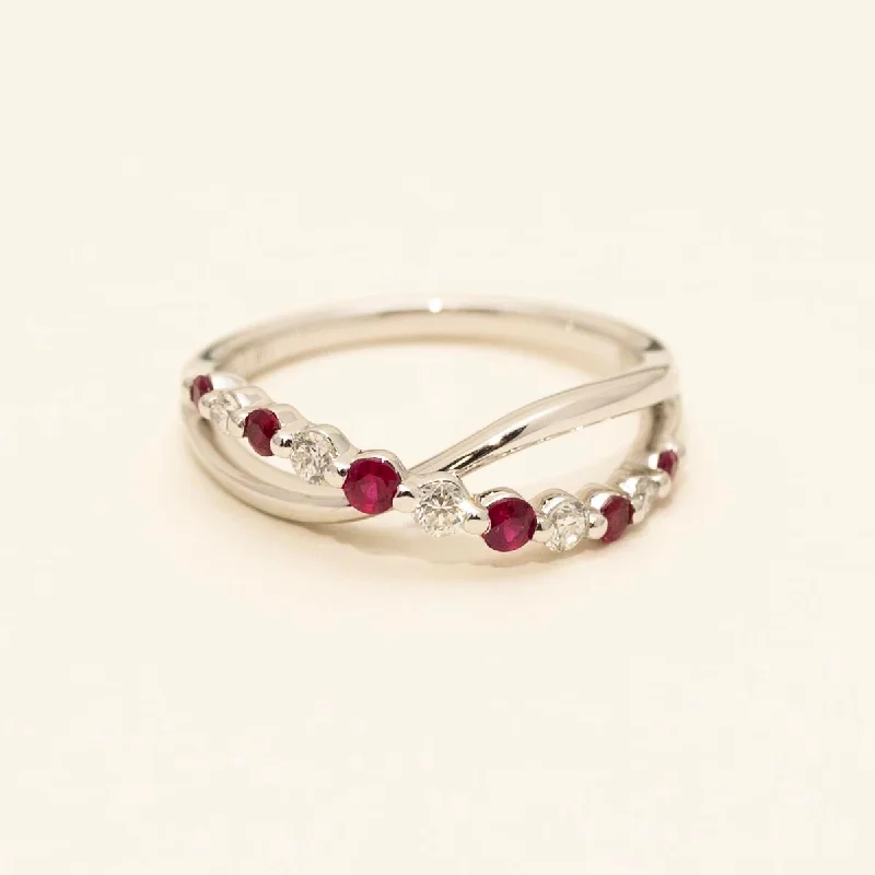 Ruby Ring in 14kt White Gold with Diamond (1/5ct tw)