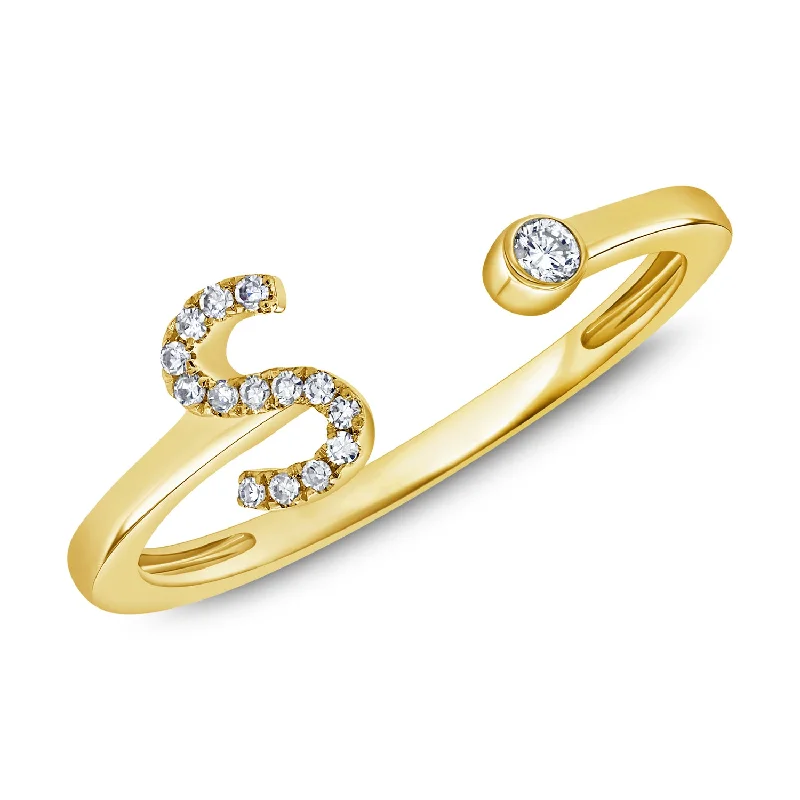 S Initial Diamond Ring