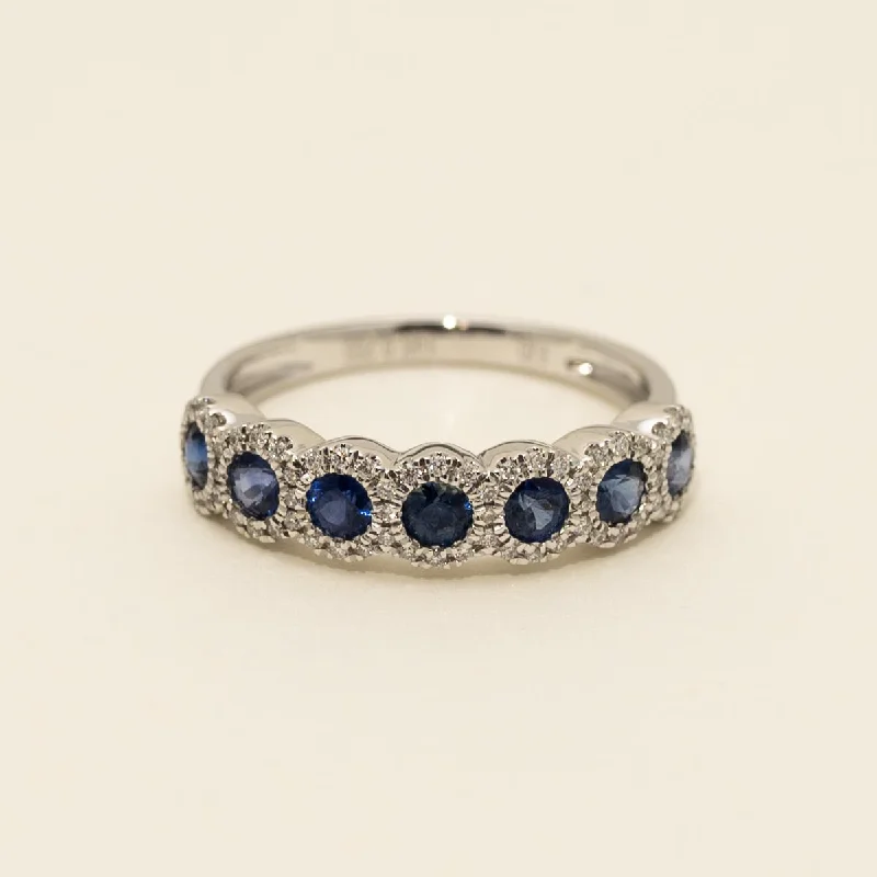 Sapphire Ring in 14kt White Gold with Diamonds (1/5cttw)