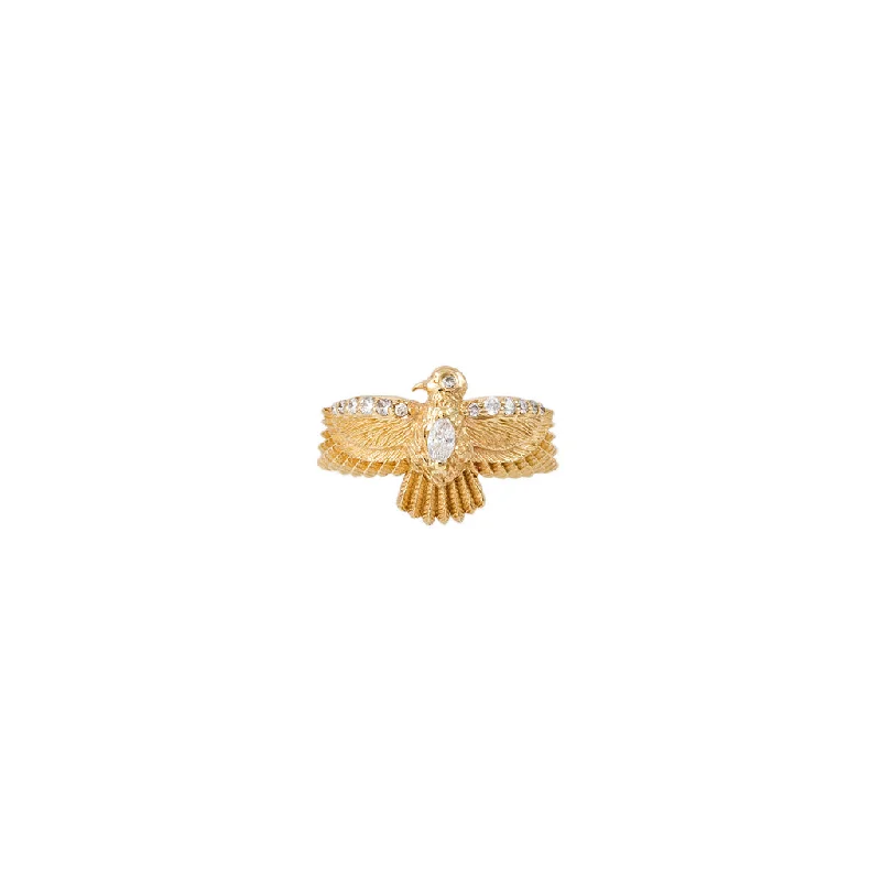 SMALL PAVE MARQUISE DIAMOND CENTER THUNDERBIRD RING