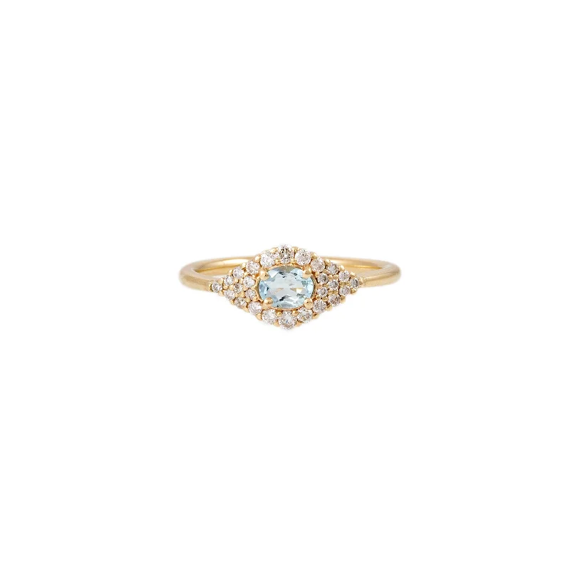 SMALL PAVE AQUAMARINE CENTER EYE RING