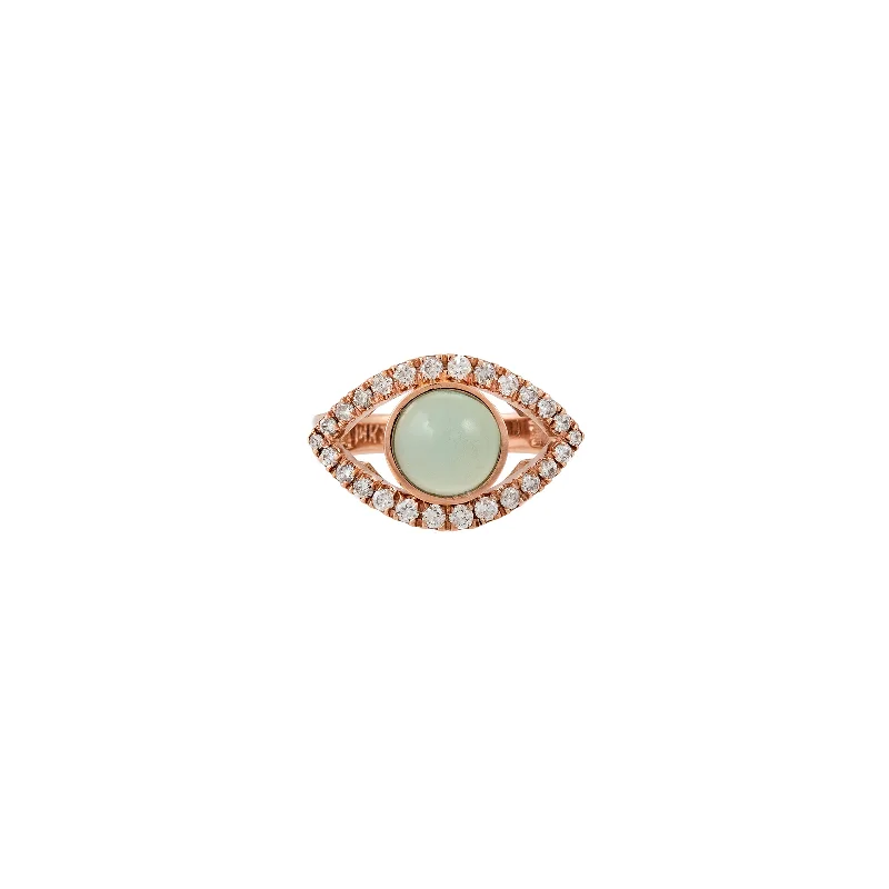 SMALL PAVE AQUAMARINE CENTER OPEN EYE RING