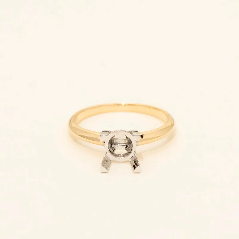 Solitaire Engagement Ring Setting in 14kt Yellow Gold and Platinum