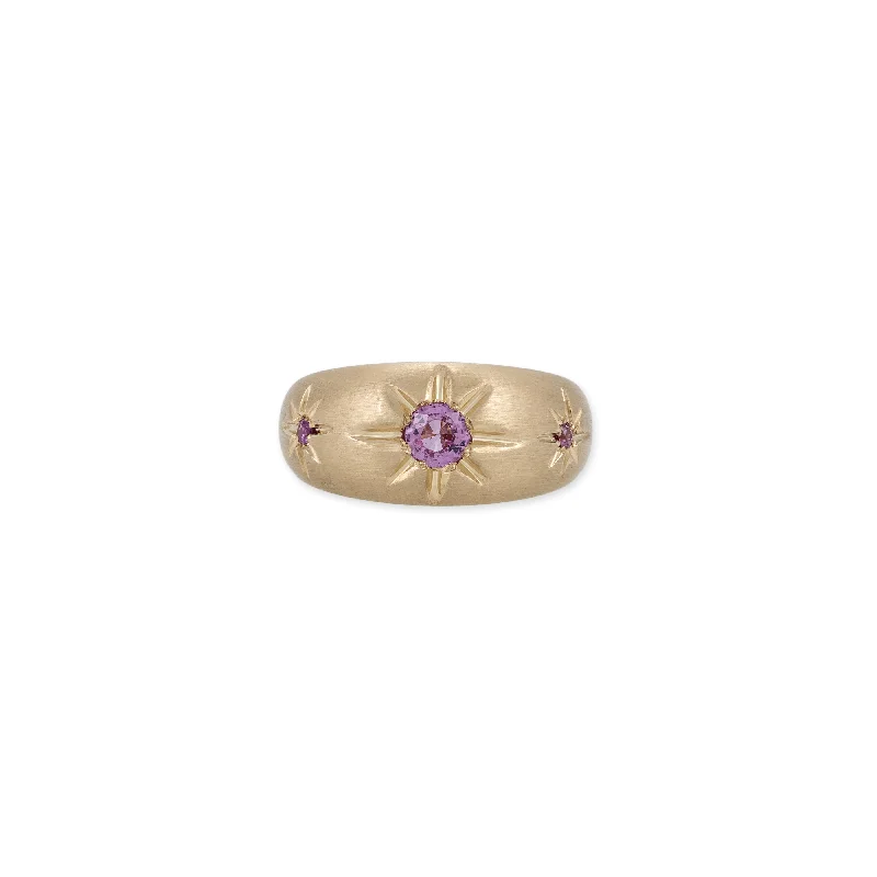 TRIPLE PINK SAPPHIRE STARBURST DOME RING