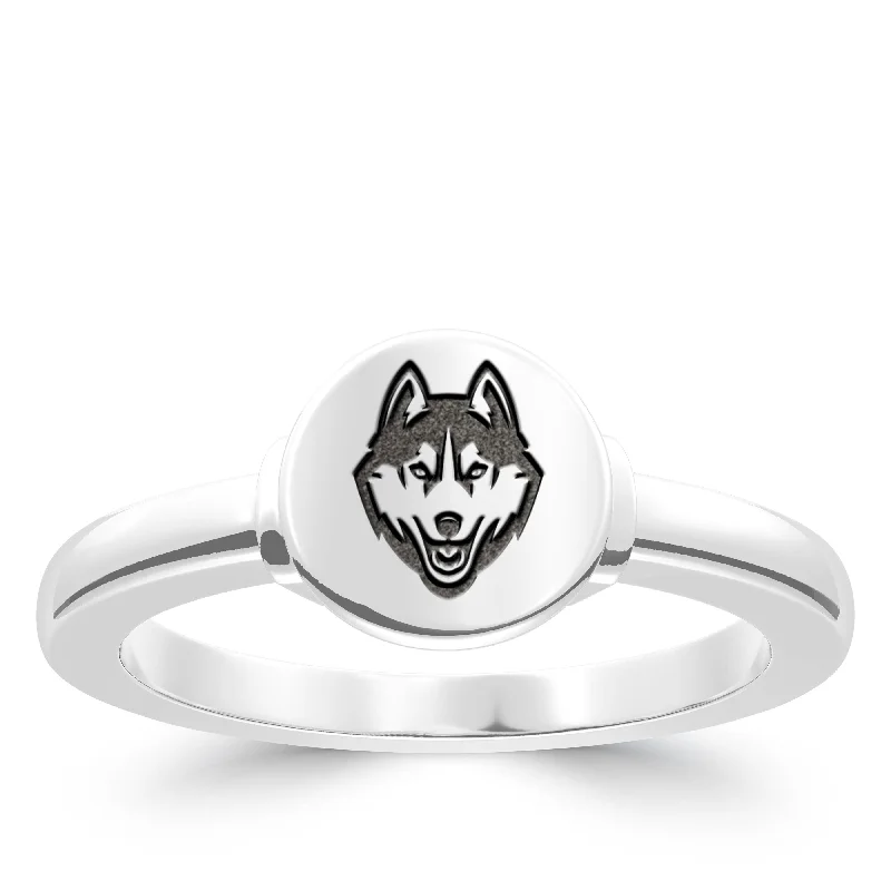 UCONN Logo Engraved Ring in Sterling Silver